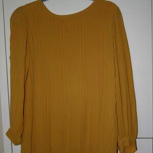 WOMENS' BLOUSE SHEER W/LINER + PLEATS PUMPKIN COLOR SMALL